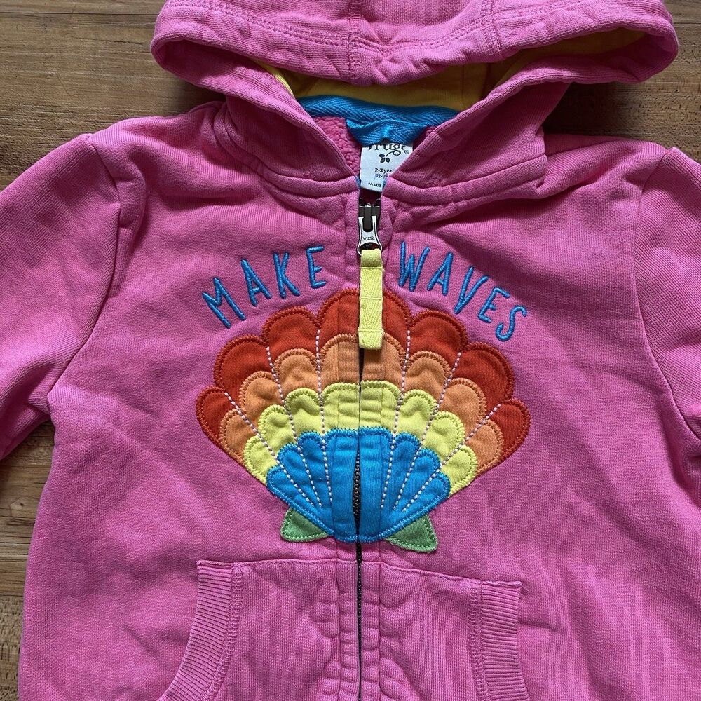 Frugi Toddler Girl 2-3 Switch Carbis Pink Organic Cotton Hoodie Jacket Seashell